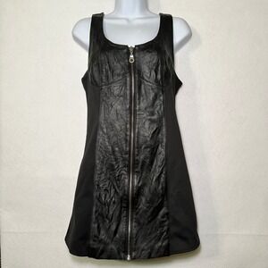 Vintage First Genuine Leather Edgy Punk Goth 90s Grunge Biker Mini Black Dress M